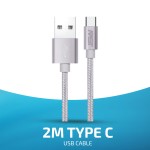 Megastar 2M USB to Type CType-CFast Charging Cable-Silve - (FC-C001)3A