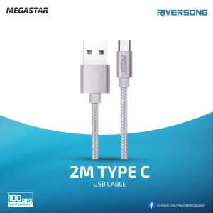 Megastar 2M USB to Type CType-CFast Charging Cable-Silve - (FC-C001)3A